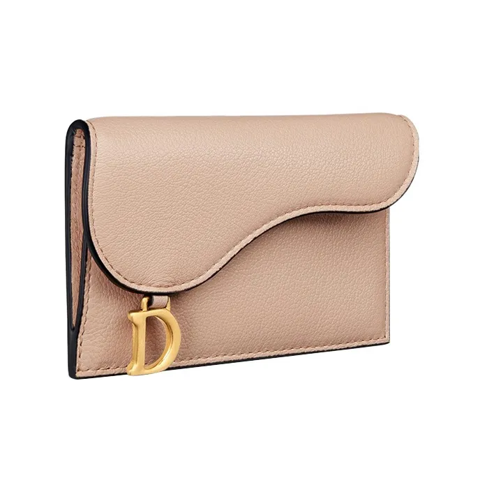 DIOR Goatskin Card Holder Women's Sand Pink-1