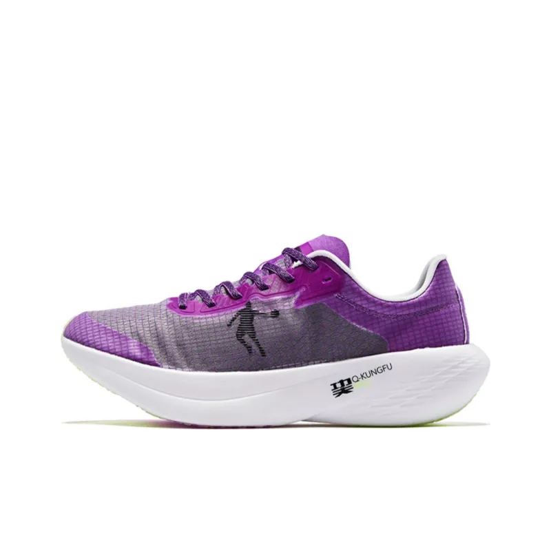 QIAODAN Flying Shadow PB1.0 Cushioned Wear Resistant Breathable Low Top Running Shoes Women's Purple Black White Green-0