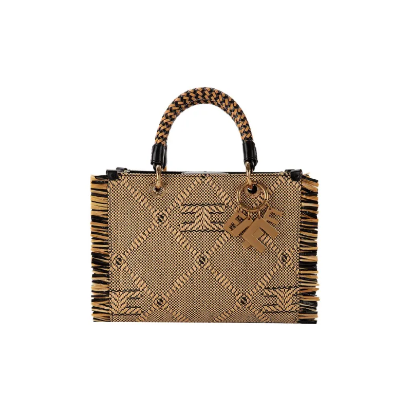 Elisabetta Franchi Nylon Tote Bag Shopping Bag Handbag Mini Women's Brown-0