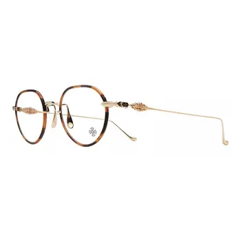 Chrome Hearts Eyeglass Frames Unisex Tortoiseshell Gold