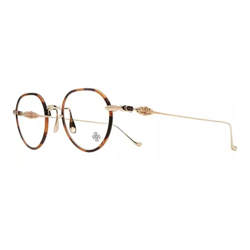 Chrome Hearts Eyeglass Frames Unisex Tortoiseshell Gold