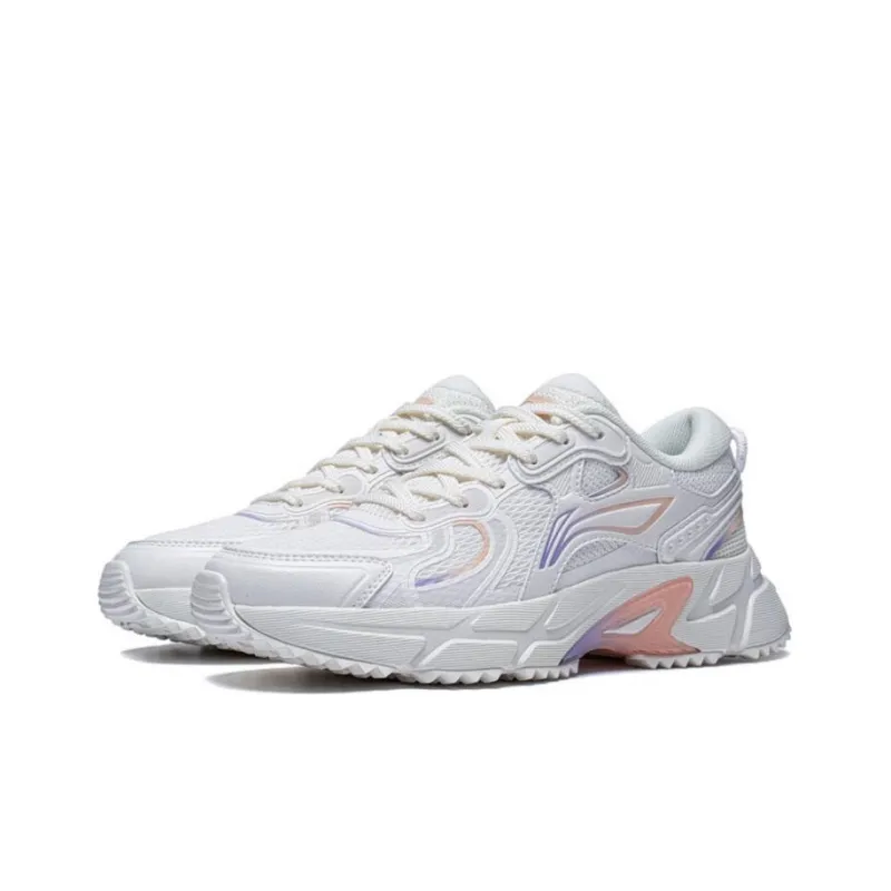 LiNing Pick Up The Light Anti Slip And Wear Resistant Breathable Low Top Running Shoes Women's Mist White-2