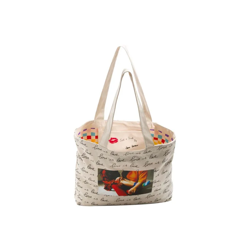 Vans 100% Cotton Tote Bag Shopping Bag Handbag Shoulder Bags Regular Unisex Beige-1