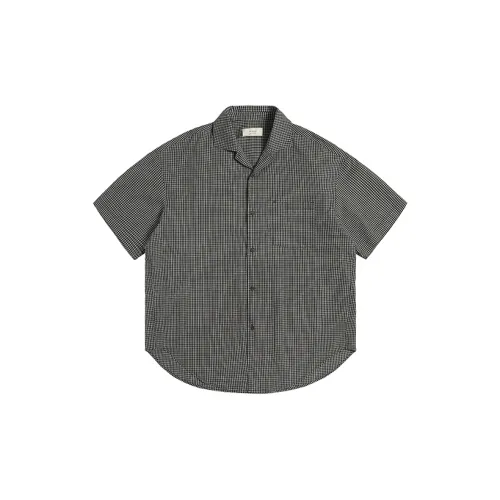 Evi Stub Shirts Men Black Plaid Pattern