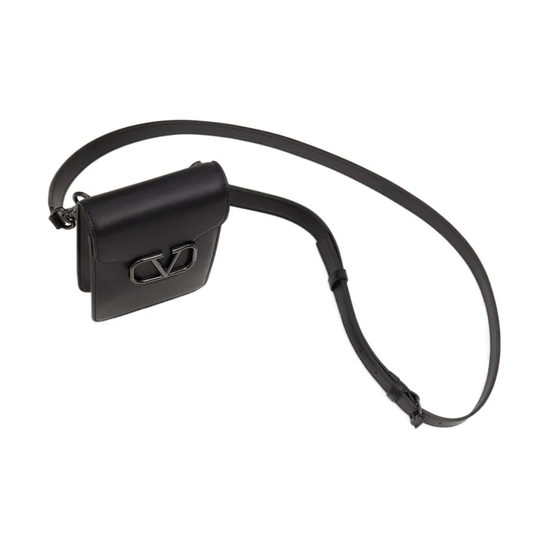 Valentino Calfskin One Shoulder Crossbody Cell Phone Pouch Mini Men's Black-4