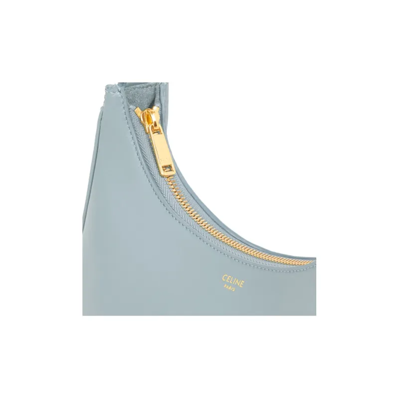 CELINE Smooth Cow Leather Handbag Shoulder Bag Women's Light Blue-3