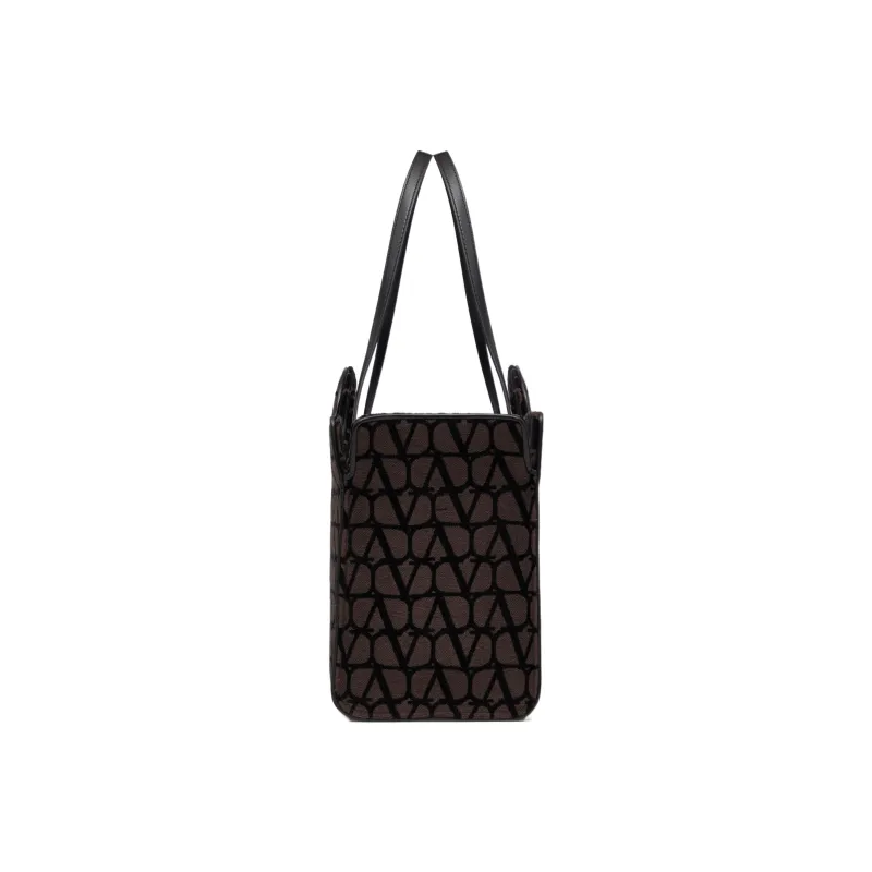 Valentino Leather Tote Bag, Shopping Bag, Shoulder Bag, Crossbody Bag, Handbag Men's Dark Coffee/Black-3