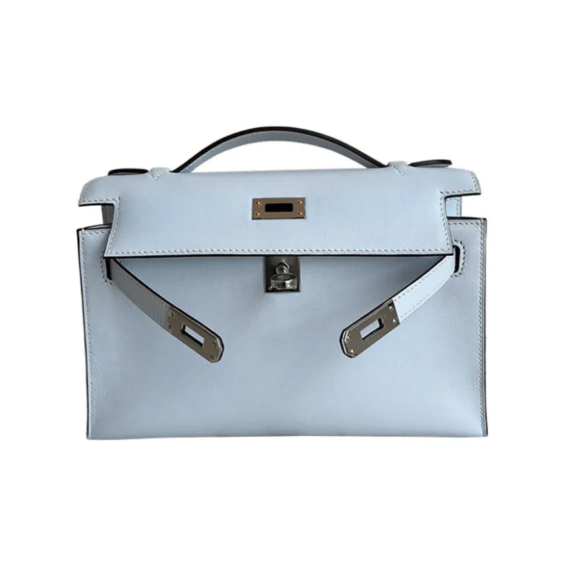 HERMES Mini Kelly Generation 1 Swift Leather Kelly Bag Handbags Women's T0 Bleu Brume Haze Blue/Dusty Blue-1