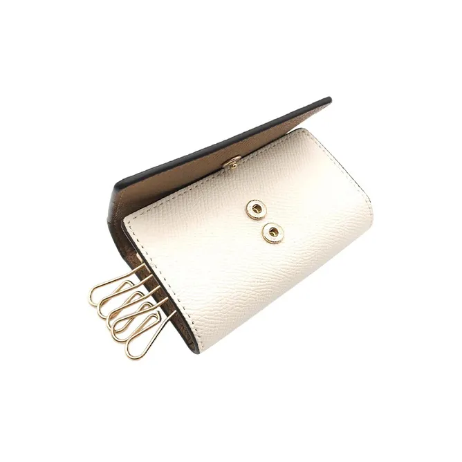 COACH Leather Coin Purse Key Pouch Women's White-5