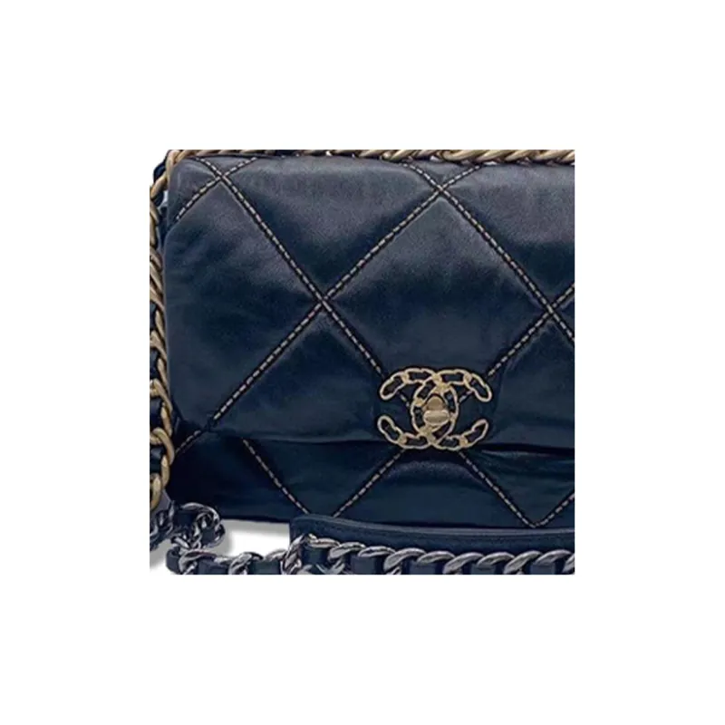 CHANEL 19Bag Sheepskin Flap Bag, Shoulder Bag, Crossbody Bag Trumpets Women's Black-3