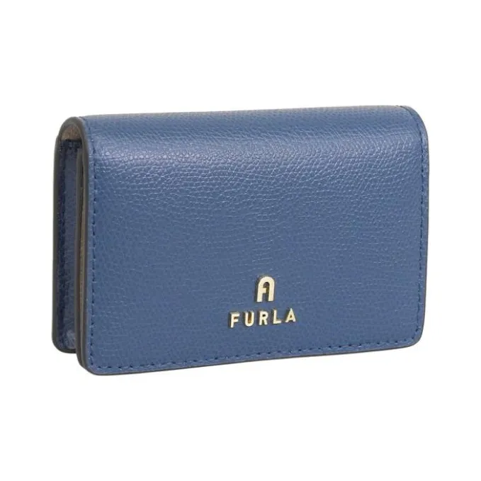 Furla Leather Business Card Holder Card Case Women's Blue-1