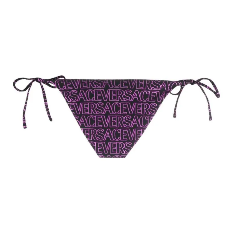 VERSACE Allover Logo Printed Side Tied Bikini Bottoms-1
