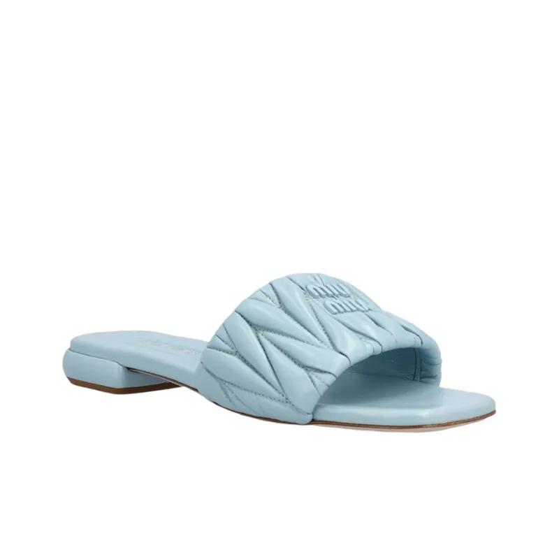 MIU MIU Slip Resistant Slide Slippers Women's Blue-2