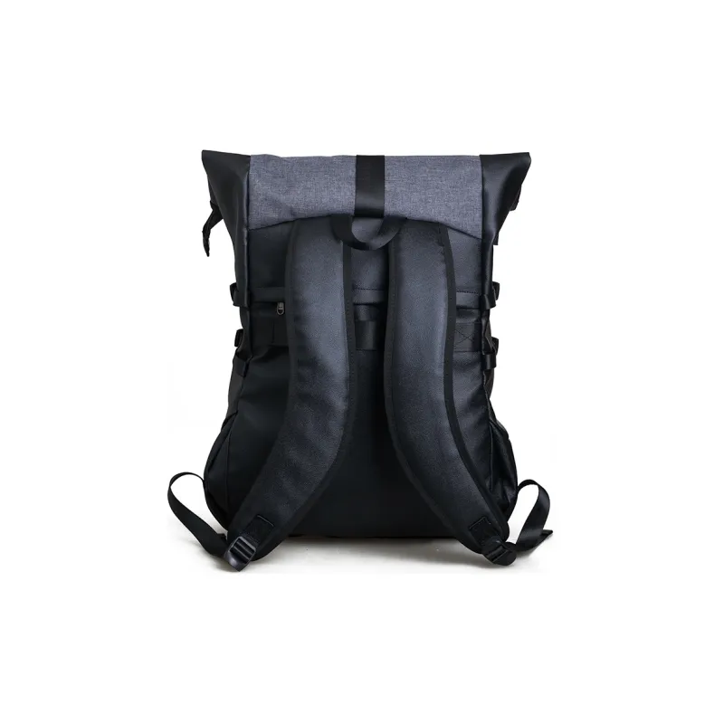 LOVERPUSS Synthetic Material Backpack Large Size Unisex Color Blocking Cool Black-8
