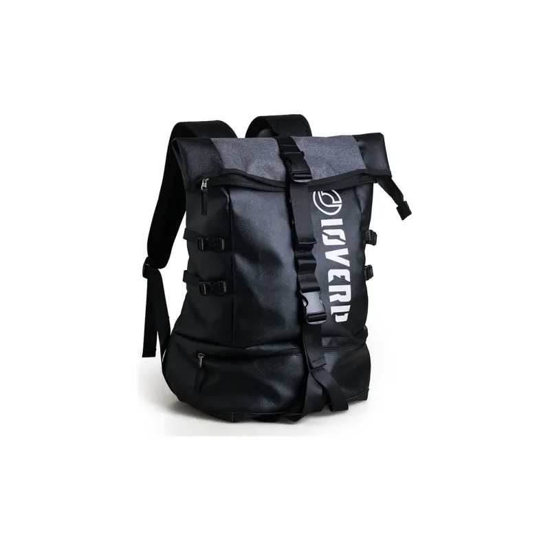 LOVERPUSS Synthetic Material Backpack Large Size Unisex Color Blocking Cool Black-3