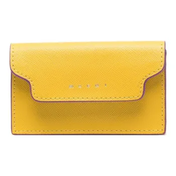 MARNI Calfskin Business Card Holder Card Case Women's Yellow