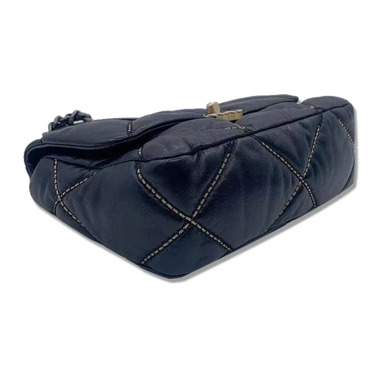 CHANEL 19Bag Sheepskin Flap Bag, Shoulder Bag, Crossbody Bag Trumpets Women's Black-2