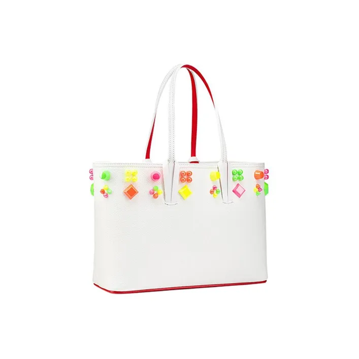 CL LUBOTING Calfskin Tote Bag Shopping Bag Shoulder Bag Crossbody Bag Handbag Small Size Women's White-2