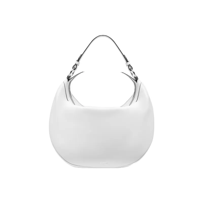 VERSACE Cow Leather Hobo Biker Shoulder Bag Handbag Large Size Women's White-2