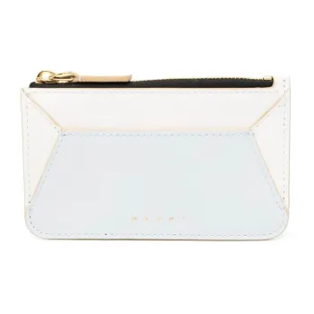 MARNI Calfskin Card Holder Women's White & Blue
