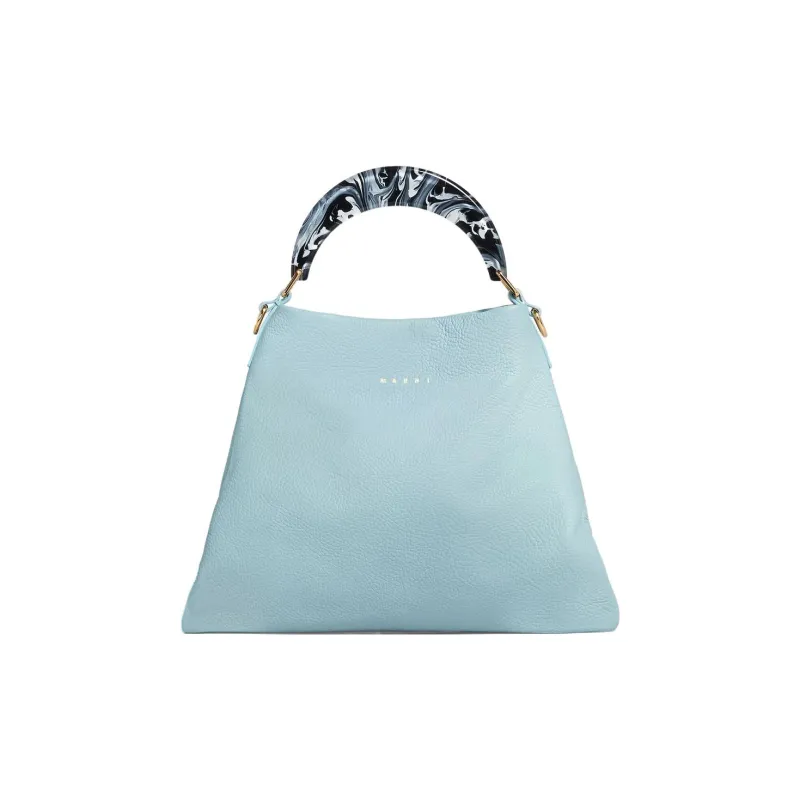 MARNI Venice Cow Leather Hobo Bag Handheld Shoulder Bag Crossbody Bag Handbag Small Size Women's Light Blue-0