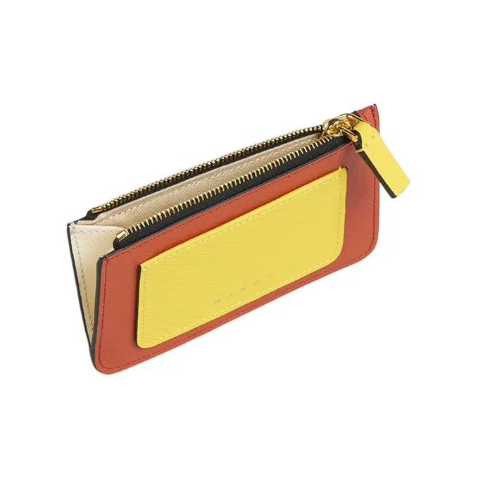 MARNI Saffiano Logo Printed Color Block Card Case-2