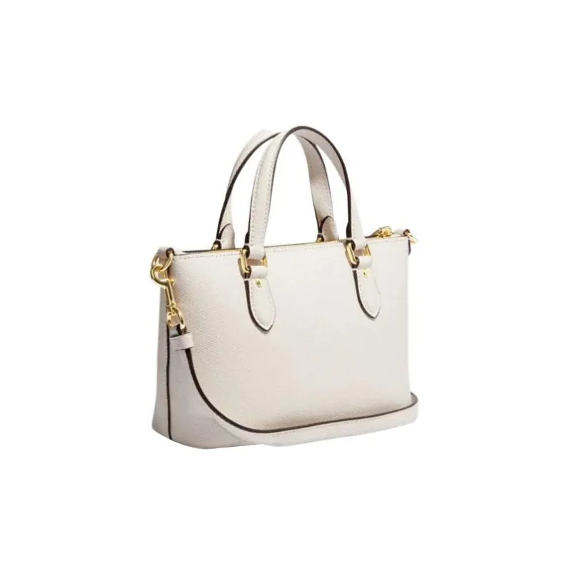 COACH Cross Grain Leather Handbag, Shoulder Bag, Crossbody Bag Mini Women's Milk White-1