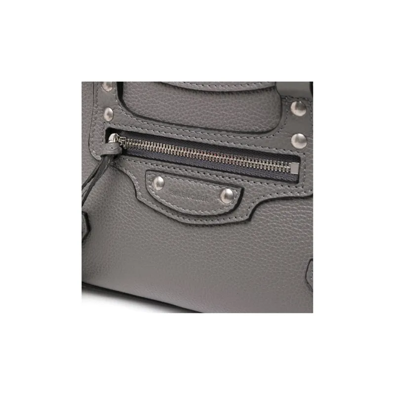 Balenciaga Leather Cow Leather Handbag Mini Women's Gray-2
