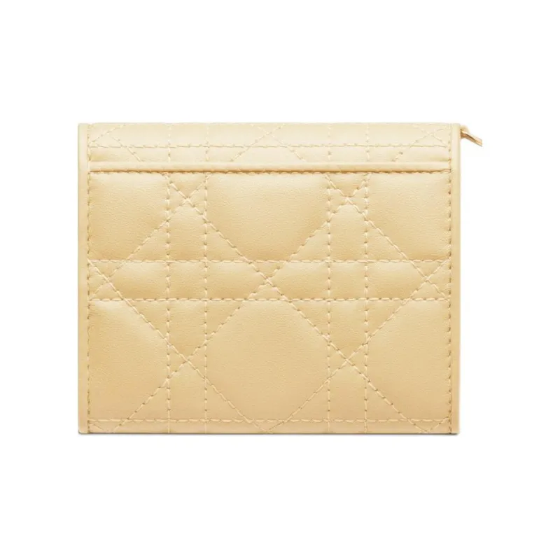 DIOR Lady Dior Lambskin Wallet Women's Light Yellow-3