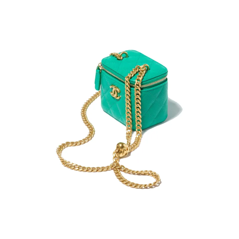 CHANEL Cow Leather Shoulder Bag, Crossbody Bag Trumpets Women's Green-1