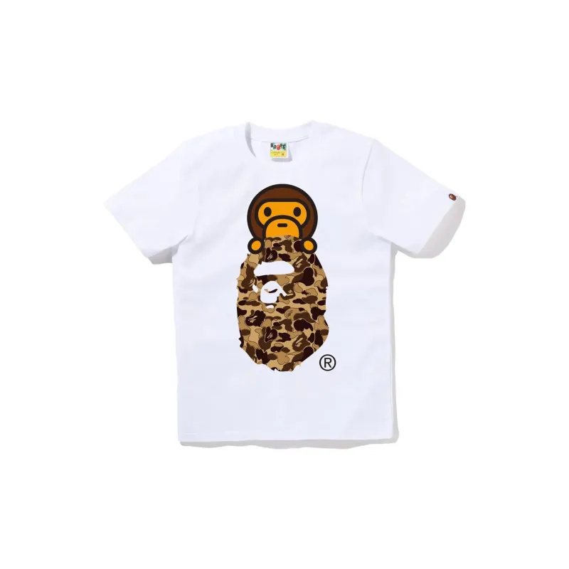 Bape Women'ss Cookie Camo 2 Milo On Ape Head Tee White Brown-3
