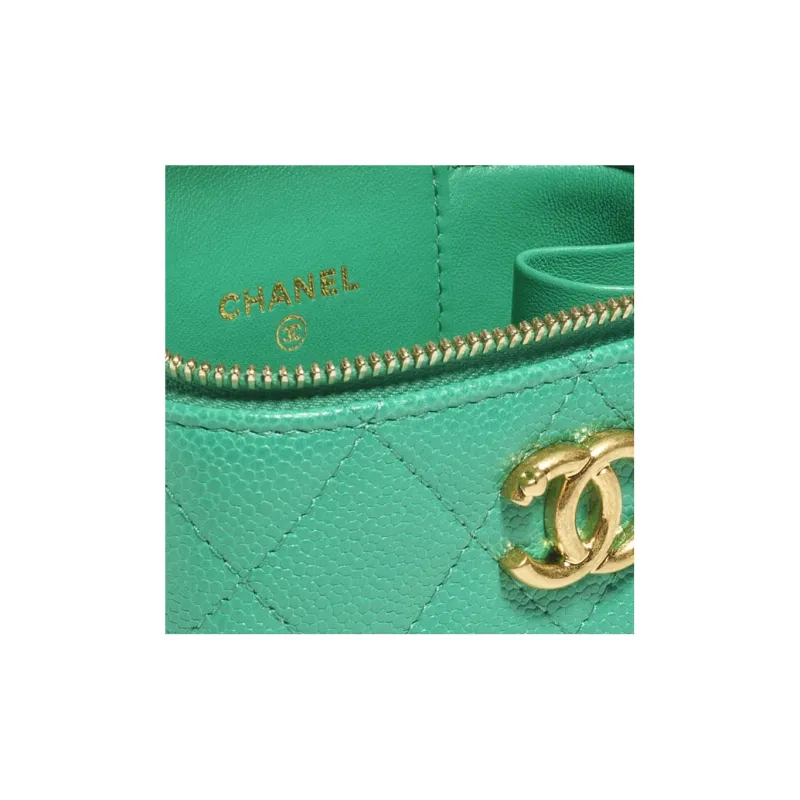 CHANEL Cow Leather Shoulder Bag, Crossbody Bag Trumpets Women's Green-3