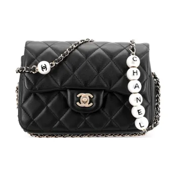 CHANEL Lambskin Shoulder Bag Women's Black