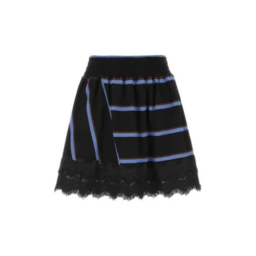 Koché Lace-hem Striped Mini Skirt