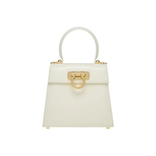FERRAGAMO Cow Leather Handbag Small Size Women's Beige