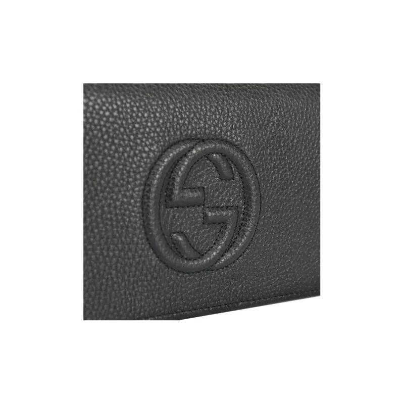 GUCCI Soho Leather Wallet, Shoulder Bag, Crossbody Bag Women's Black-4