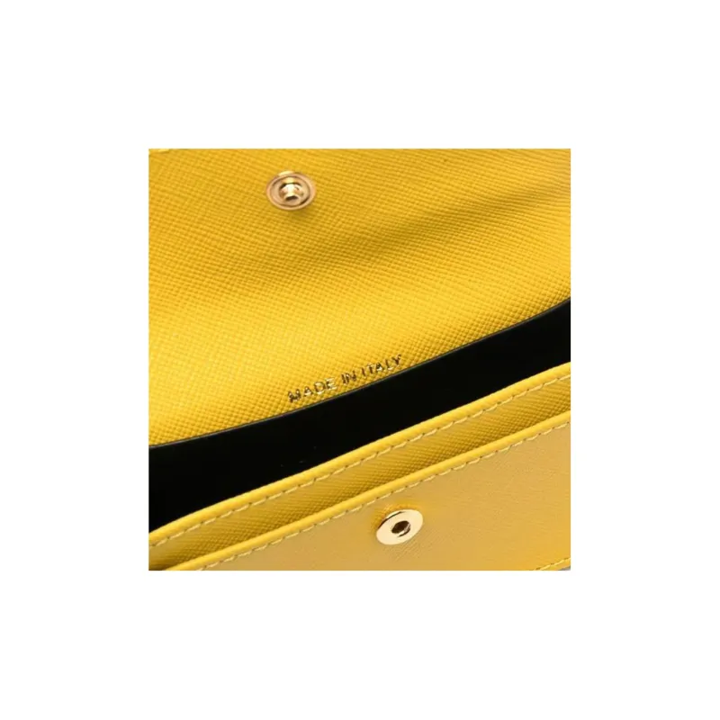 MARNI Calfskin Business Card Holder Card Case Women's Yellow-2