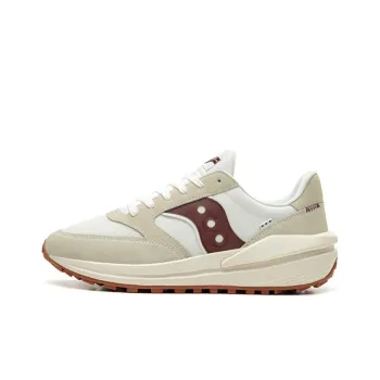 Saucony JAZZ RENEW Anti Slip Wear Resistant Breathable Coverage Low Top Casual Shoes Unisex White Maroon
