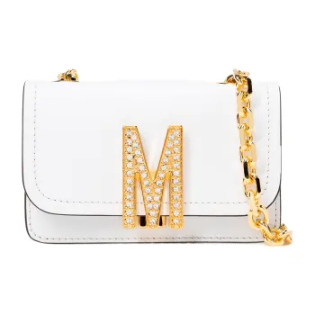 MOSCHINO Calfskin Shoulder Bag, Crossbody Bag Mini Women's White