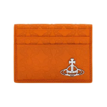 Vivienne Westwood Calfskin Card Holder Men's Orange