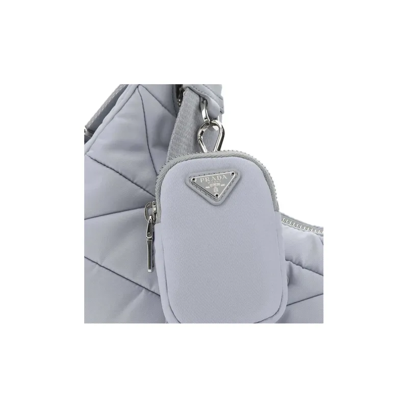 PRADA Nylon Fabric Shoulder Bag Women's Gray-3