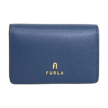 Furla Leather Business Card Holder Card Case Women's Blue