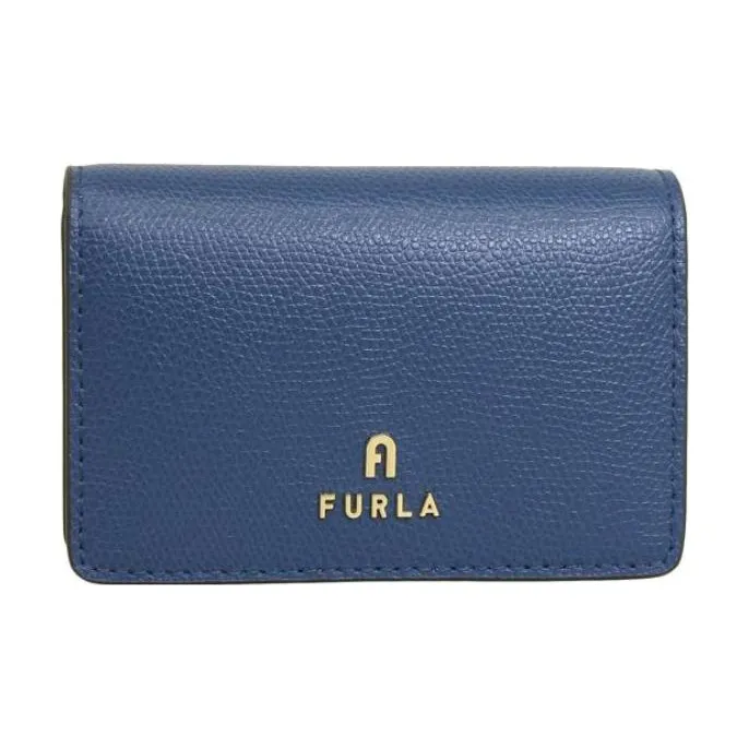 Furla Leather Business Card Holder Card Case Women's Blue-0