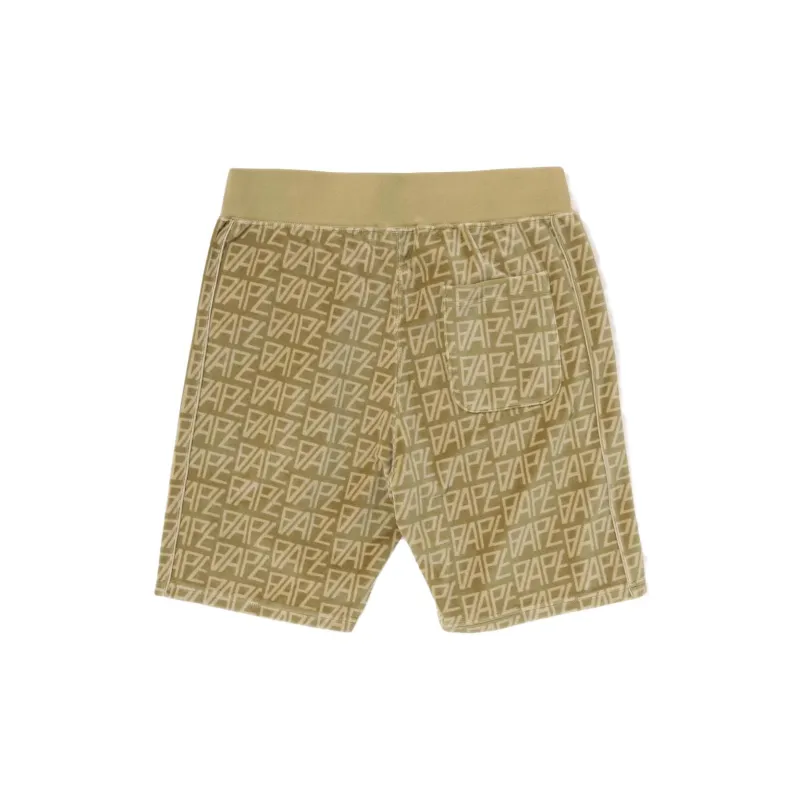 Bape Logo Monogram Velour Shorts-1