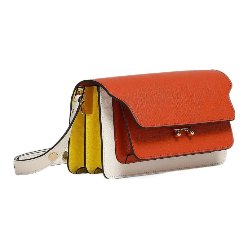 MARNI Colour-Block Saffiano Foldover-Top Shoulder Bag-1