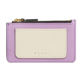 MARNI Calfskin Wallet, Card Holder Women's White/Light Purple