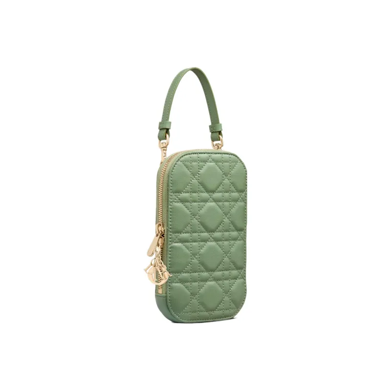 DIOR Lady Dior Lambskin Shoulder Bag Crossbody Bag Handbag Cell Phone Pouch Women's Mint Green-1