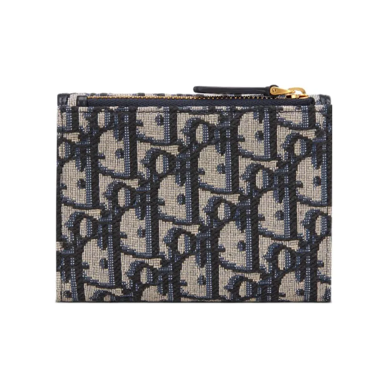 DIOR Bobby Leather Wallet Mini Women's Dark Blue-3
