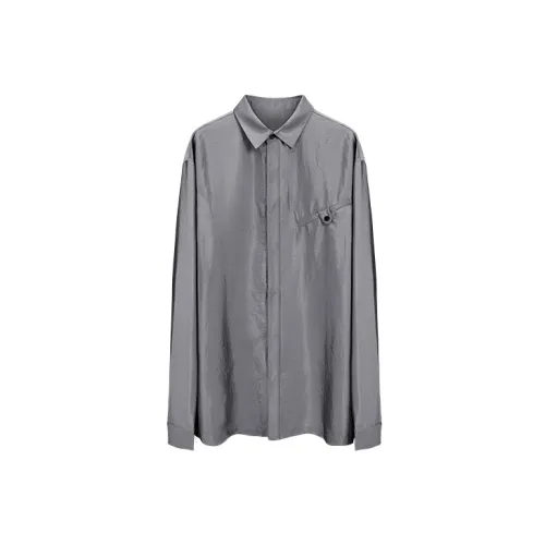 HUANXIANGZHE Shirts Men Gray