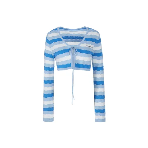 BANANA SHARK Knitwear Women's Blue/White Stripes With Contrast